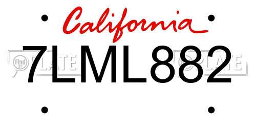 7LML882 California License Plate
