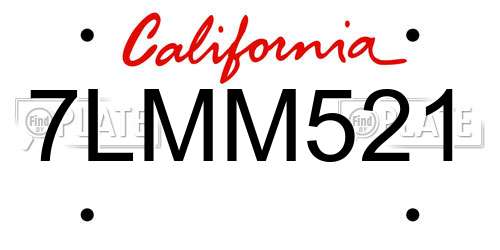 7LMM521 California License Plate