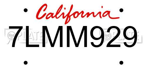 7LMM929 California License Plate