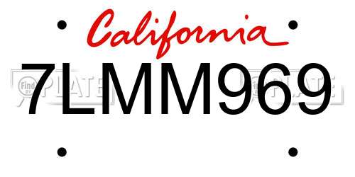 7LMM969 California License Plate