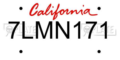 7LMN171 California License Plate