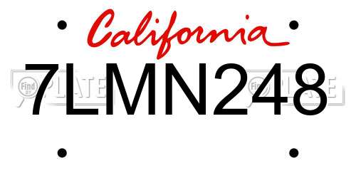 7LMN248 California License Plate