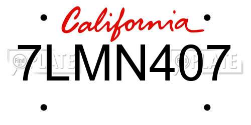 7LMN407 California License Plate
