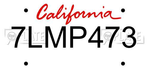 7LMP473 California License Plate