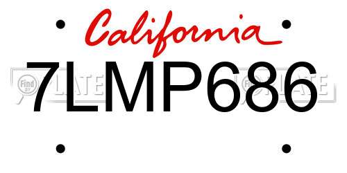 7LMP686 California License Plate