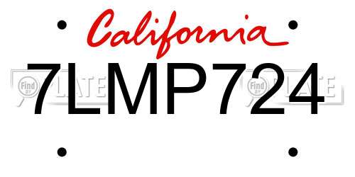 7LMP724 California License Plate