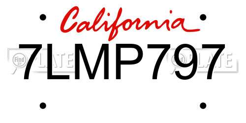7LMP797 California License Plate