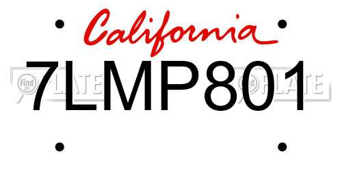 7LMP801 California License Plate