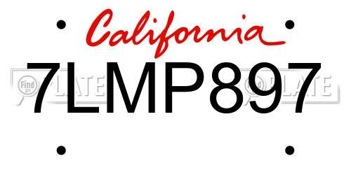 7LMP897 California License Plate