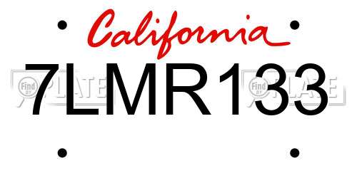 7LMR133 California License Plate