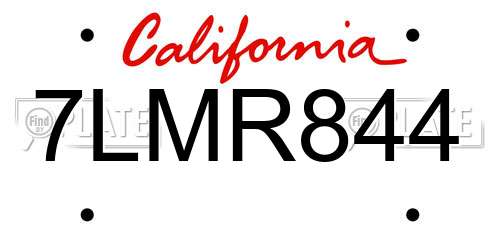 7LMR844 California License Plate