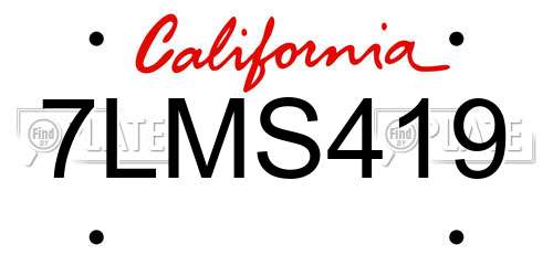 7LMS419 California License Plate