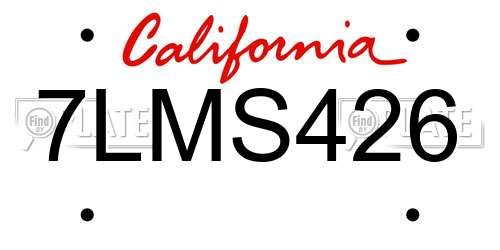 7LMS426 California License Plate