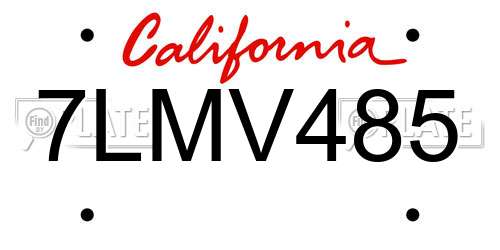 7LMV485 California License Plate