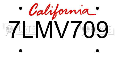 7LMV709 California License Plate