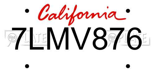 7LMV876 California License Plate