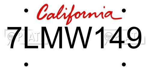 7LMW149 California License Plate