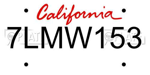 7LMW153 California License Plate