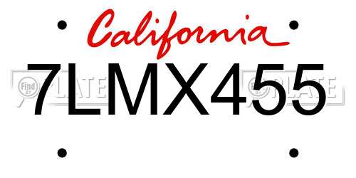 7LMX455 California License Plate