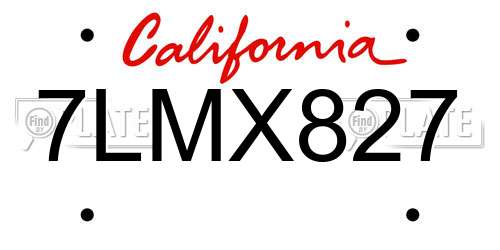 7LMX827 California License Plate
