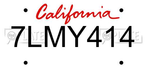 7LMY414 California License Plate