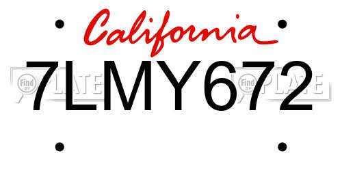 7LMY672 California License Plate
