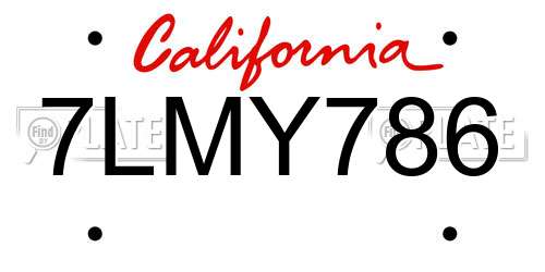7LMY786 California License Plate