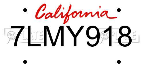 7LMY918 California License Plate