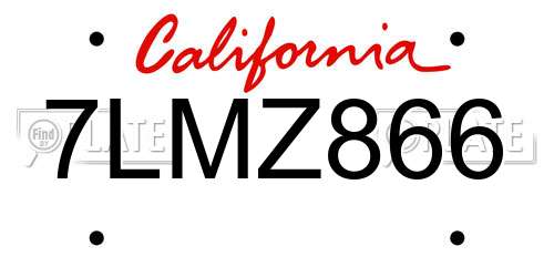 7LMZ866 California License Plate