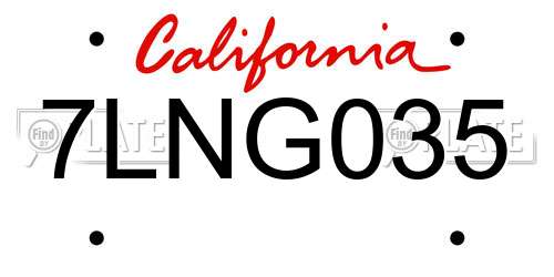 7LNG035 California License Plate