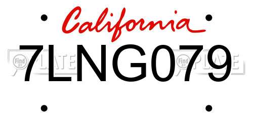 7LNG079 California License Plate