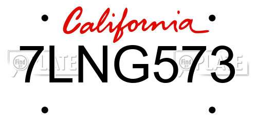 7LNG573 California License Plate