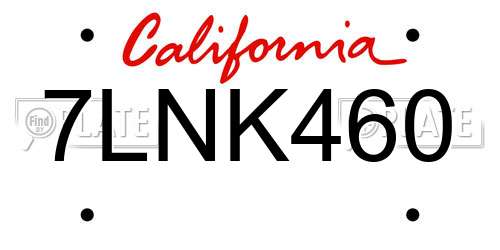 7LNK460 California License Plate