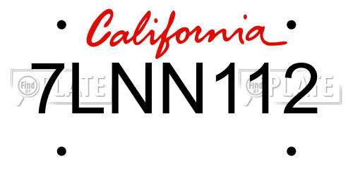 7LNN112 California License Plate