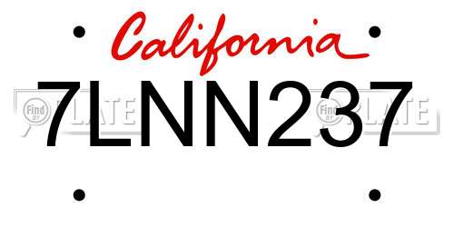 7LNN237 California License Plate