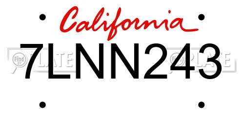 7LNN243 California License Plate