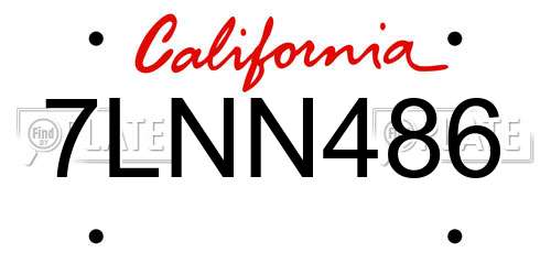 7LNN486 California License Plate