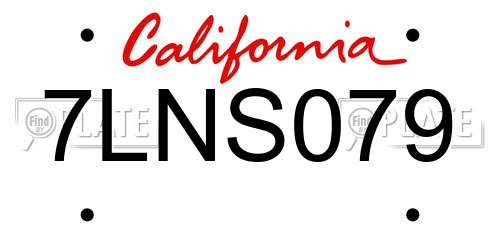 7LNS079 California License Plate