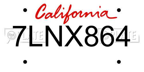 7LNX864 California License Plate