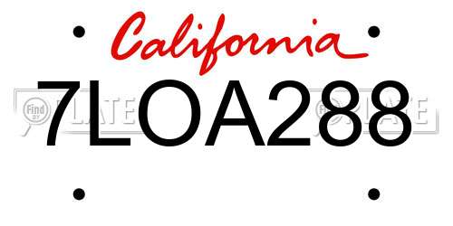 7LOA288 California License Plate