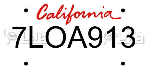 7LOA913 California License Plate