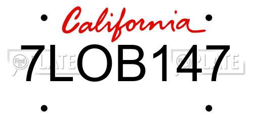 7LOB147 California License Plate