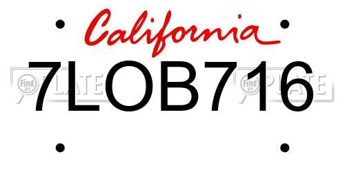 7LOB716 California License Plate