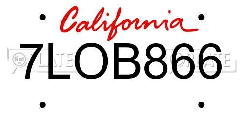 7LOB866 California License Plate