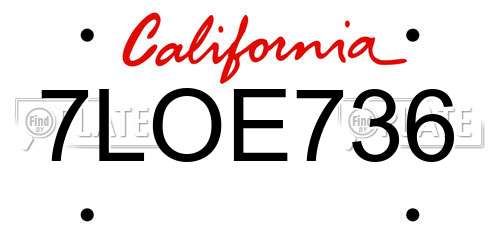 7LOE736 California License Plate