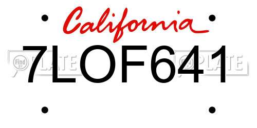 7LOF641 California License Plate