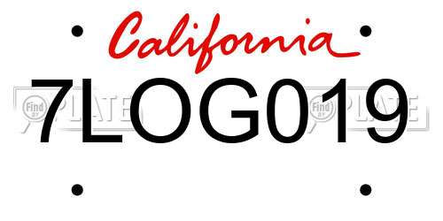 7LOG019 California License Plate