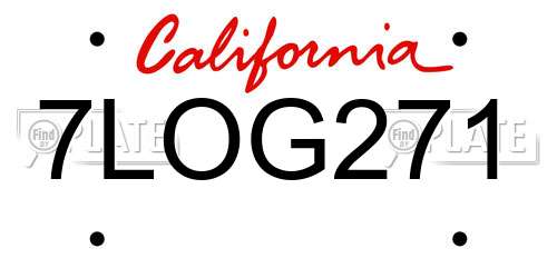 7LOG271 California License Plate
