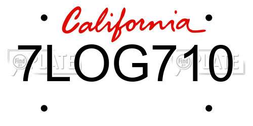 7LOG710 California License Plate