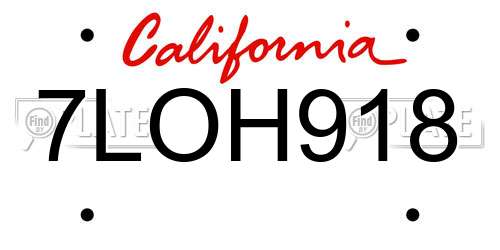 7LOH918 California License Plate